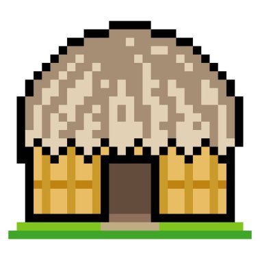 Piksel resimli Honai Evi beyaz arka planda izole edildi