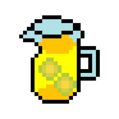 Limonata suyu ve piksel sanat tarzı limon.