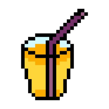 Piksel sanat tarzında samanlı limon suyu.