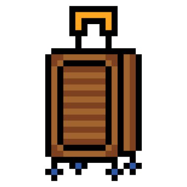 Seyahat valizi piksel sanatı tarzında.