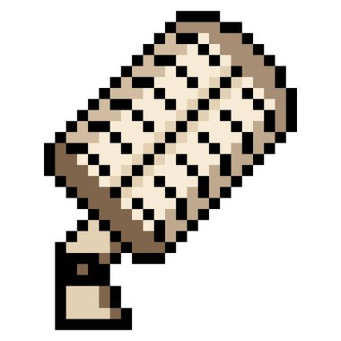 Beyaz arkaplanda pikselli mikrofon izole edildi