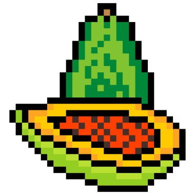 Yarım papaya ve pikselli papaya.