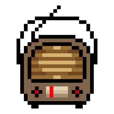 8 bit pikselli klasik radyo. Eski moda radyo.