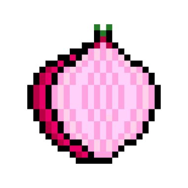 Piksel resimli yarım kırmızı soğan dilimi.