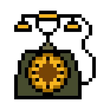 Piksel resim tarzında eski bir telefon.