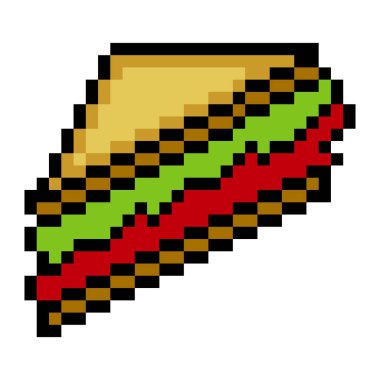 Piksel resim tarzında sandviçler.