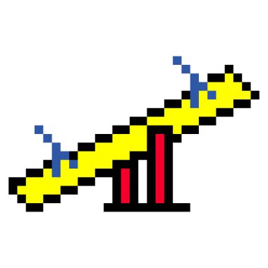 Beyaz arkaplanda izole edilmiş piksel sanatı ile tahterevalli