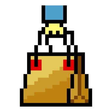 Piksel resim tarzında el çantası