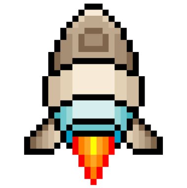 Piksel resim tarzında bir roket gemisi