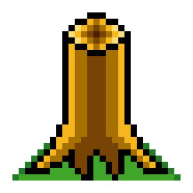 Piksel sanat tarzında ağaç kütüğü