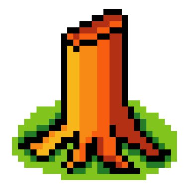 Piksel sanat tarzında ağaç kütüğü