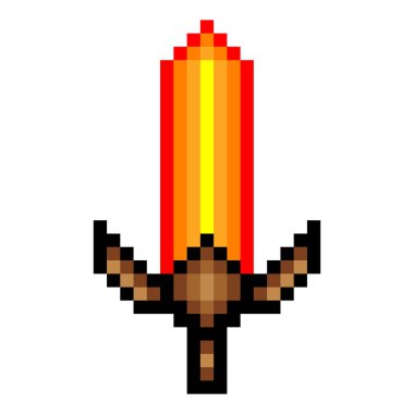 Piksel sanat tarzında yanan kılıç.
