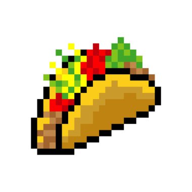 Piksel sanat tarzında taco yemeği.