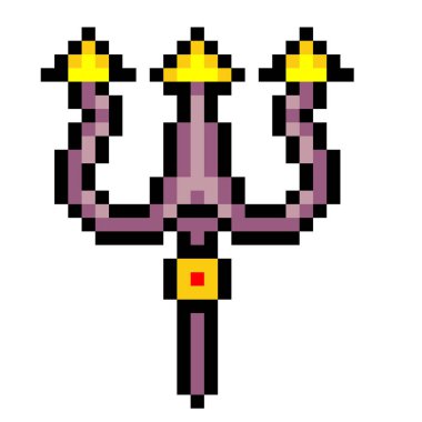 Piksel sanat tarzında üç çatallı bir silah.