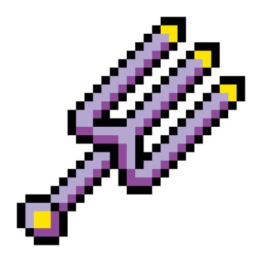 Piksel sanat tarzında üç çatallı bir silah.