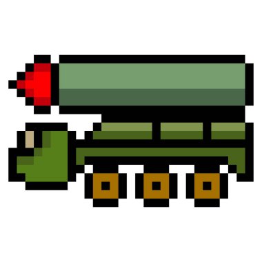 Piksel sanatı olan roketatar kamyonu.