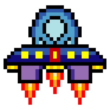 UFO uçan daire pikseli sanat stili