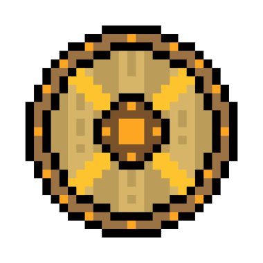 Ortaçağ Viking kalkanı piksel sanat tarzında