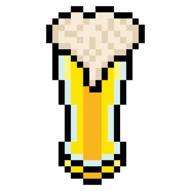 Piksel sanatı ile köpüklü bira bardağı