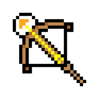 Pixel sanat tarzı yaylı tüfek. Beyaz arkaplanda izole.