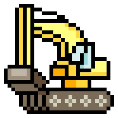 Piksel sanatında kazıcı beyaz arkaplanda izole edildi