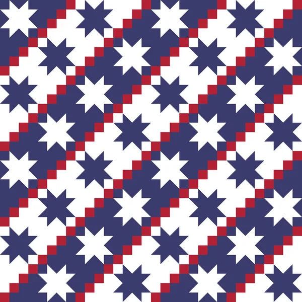 Americká Vlajka Barevný Vektor Bezešvé Vzor Vlastenecká Červená Bílá Modrá — Stockový vektor
