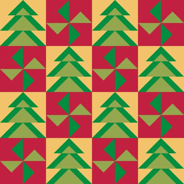 クリスマスツリー幾何学的なシームレスパターン 冬のパターンデザイン テキスタイル ファブリック ファッションプリントに最適 — ストックベクタ