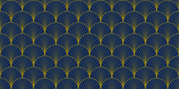 青と金の豪華な幾何学的なシームレスなパターン ダークブルーとゴールドの質感 グラフィックモダンなデザイン 概要レトロベクトル背景 — ストックベクタ