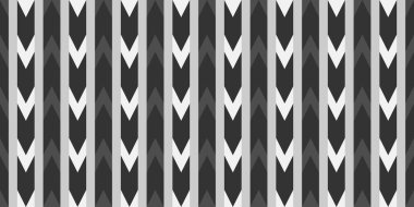 Oklu vektör geometrik kusursuz desen. Soyut siyah-beyaz grafik süsü. Modern monokrom doğrusal arkaplan dokusu. 