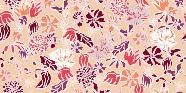 Suluboya güzel çiçeksiz desen. Stok çizimi. Doğal sanat eserleri. Duvar kağıdı veya kumaş için çiçek tasarımı. 