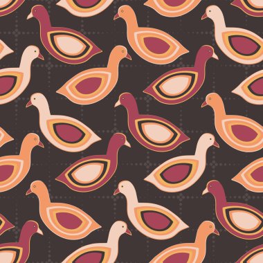 Kuşlar ve flaş noktalarla kusursuz desen. Amerikan yaban ördek kuşları vektör çizimi. Kumaşlar için tasarım, telefon kılıfı kağıdı, hediye paketi, tekstil. 