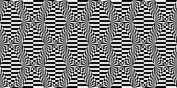 Nahtloses Schwarz Weiß Art Muster Optische Täuschung Geometrische Fliese Der — Stockvektor