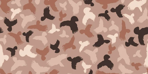 Volare Uccelli Cockatoo Modello Senza Soluzione Continuità Colori Neutri Sfondo — Vettoriale Stock