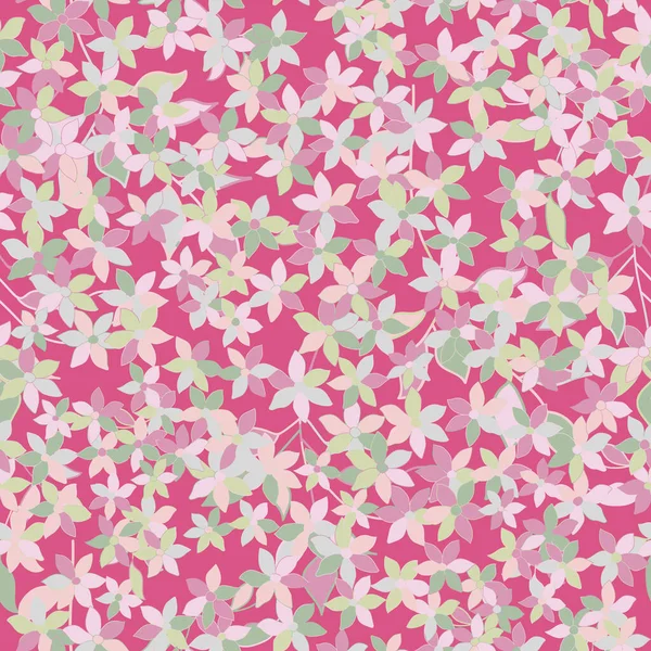 Spring Flowers Blooming Stylized Seamless Pattern Botanical Background Summer Garden — Image vectorielle