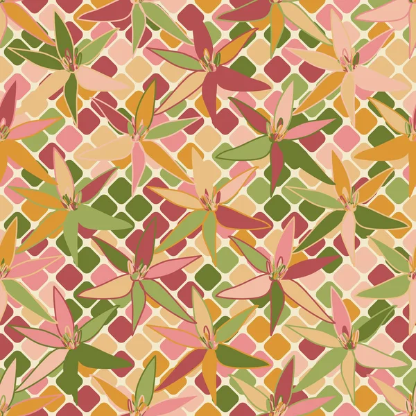 Botanische Collage Modernen Trendigen Stil Abstraktes Zeitgenössisches Nahtloses Muster Siebziger — Stockvektor