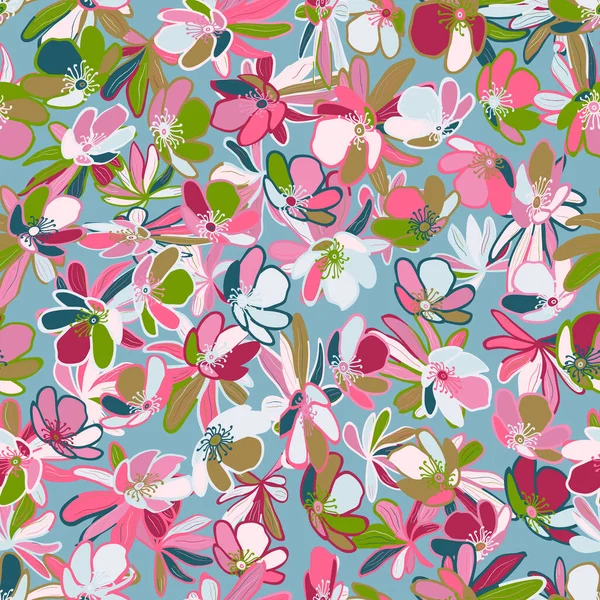 Handgezeichnete Florale Abstrakte Nahtlose Muster Kreatives Collage Print Design Trendige — Stockvektor