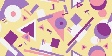 Modern soyut şekiller, daireler, dikdörtgenler ve retro İskandinav tarzında kare şeklinde geometrik dikişsiz desenler oluşturur. Soyut mozaik sanat eserleri. 