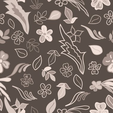Tarafsız çiçeksiz desen. Soyut model. Vektör çizimi. Moda baskıları, grafikler, arka planlar ve el sanatları için tasarım. 
