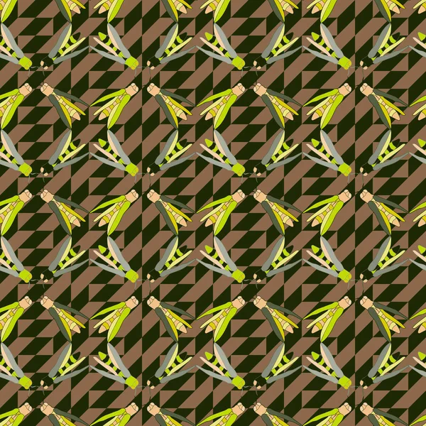 Insekten Nahtlose Vektormuster Smaragd Eschentriebbohrer Vektorillustration Einfaches Flaches Cartoon Design — Stockvektor