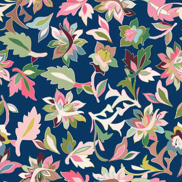 Fashion Colored Floral Seamless Pattern Botanical Trendy Ornament Summer Motif — 图库矢量图片