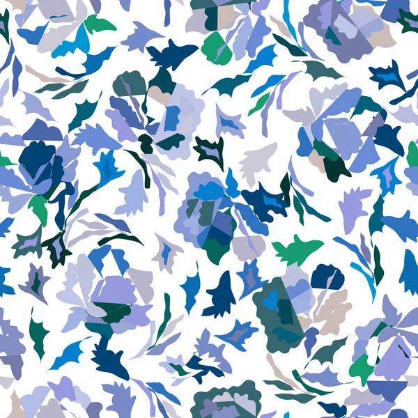 Simple Floral Seamless Pattern Sketch Flat Drawing Botanical Collage Modern — Stockvektor
