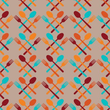 Çatal ve kaşık izi yok. Yemek kitabı koyu kapaklı maketi. Restoran ve yemek temalı duvar kağıdı tasarımı. Vektör illüstrasyonu. 