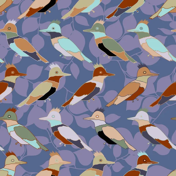 Wzór Kingfisher Bezszwowy Ilustracja Wektora Projekt Pokryw Telefonicznych Zdjęciami Dzikich — Wektor stockowy