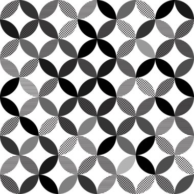 Siyah ve beyaz soyut geometrik, dikişsiz desen. Geometri web sayfası doldur. Vektör yanıltıcı doku. Geleceğin canlı tasarımı. 