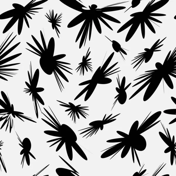 Czarno Białe Kwiatowe Wzory Bez Szwu Elegancki Wzór Botaniczny Wykonany — Wektor stockowy