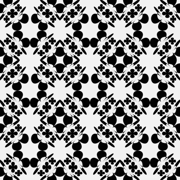 Seamless Black White Floral Seamless Pattern Vector Hand Drawn Illustration — Stock Vector