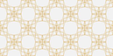 Beyaz ve altın renkli lüks çizgiler. Süslü, kusursuz desenler. Şebeke geometrik doğu tasarımı. Art deco soyut arkaplan. 