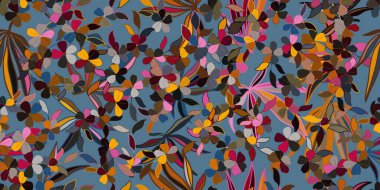 El çizimi soyut, dikişsiz desen. Yaratıcı kolaj baskısı tasarımı. Moda vektör illüstrasyonu. Parmak izi, tekstil ve duvar kağıdı için ideal. 