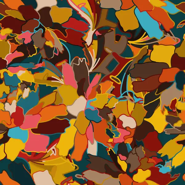Met Hand Getekend Bloemen Abstract Naadloos Patroon Creatief Collage Print — Stockvector