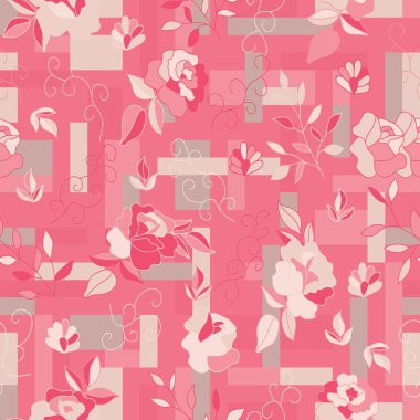 Güller pürüzsüz desen. Çağdaş sanat tasarımı. Moda kumaş izleri. Vektör illüstrasyonu. 